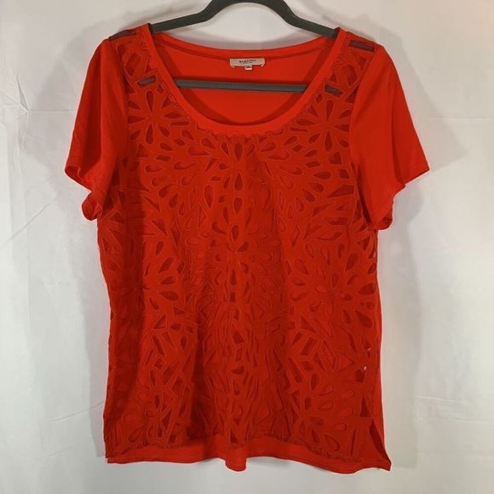 Babaton Aritzia Red Floral Mesh Design Top
